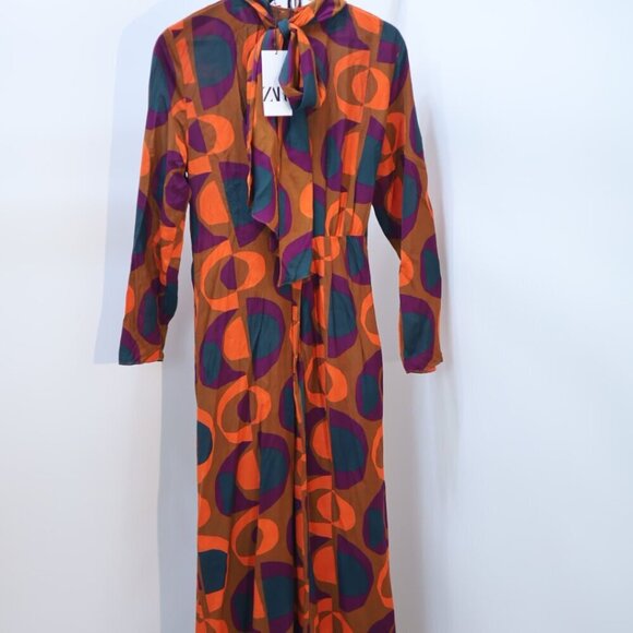 Zara Retro Geometric Print Midi Dress  Size Medium NEW WITH TAG! - Picture 10 of 12